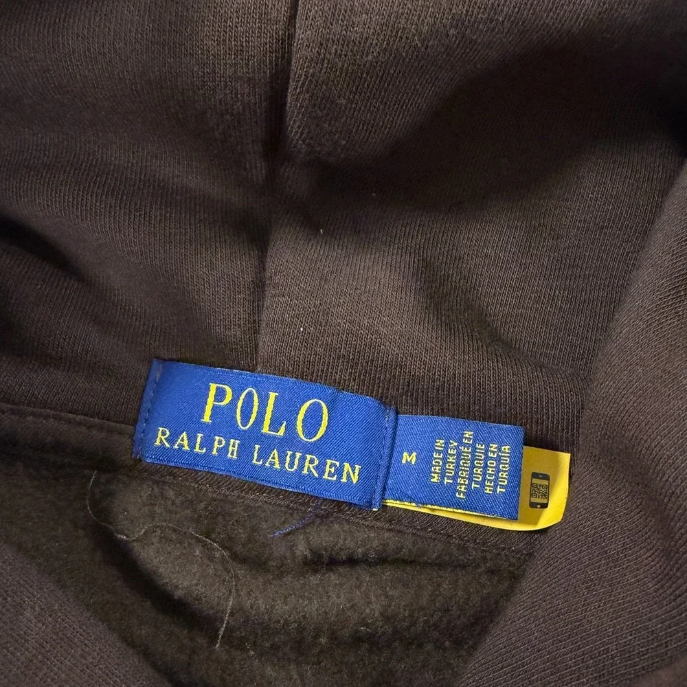 Polo Ralph Lauren Hoodie Sweatshirt Mens M Brown Ski Bear Brown Pockets‎ Hooded